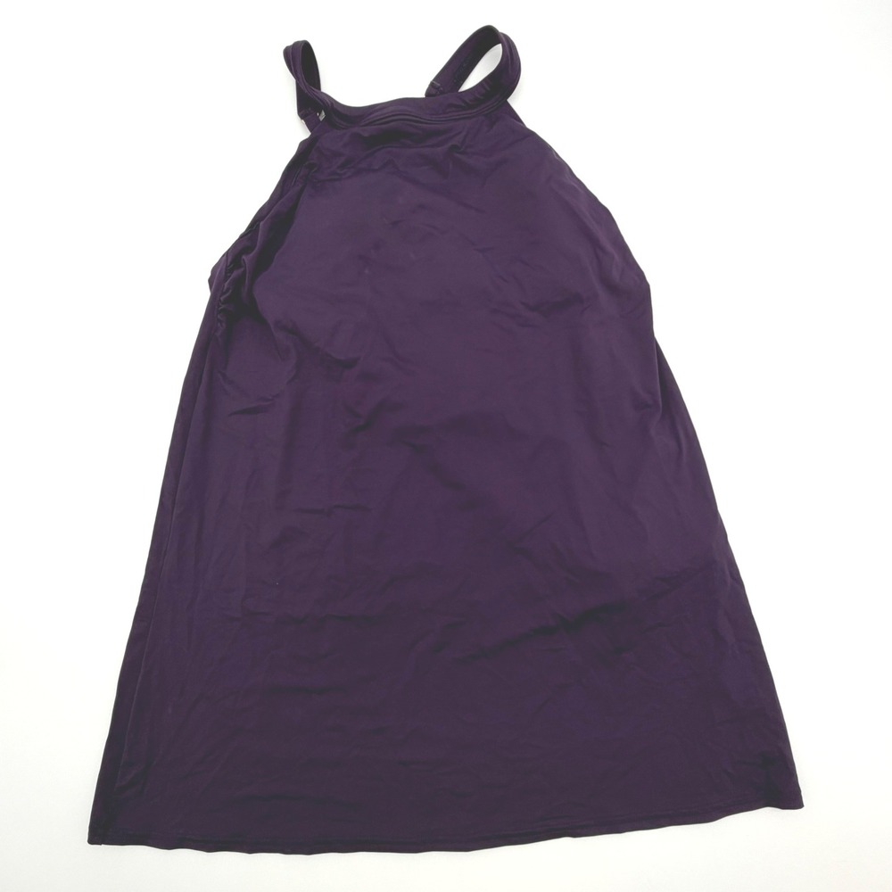 Lands End Womens High Neck Swim Dress Purple Adjustable Straps Size 6 528493